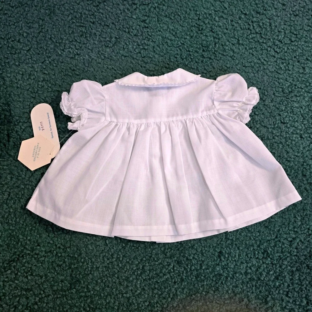 Rosey Kids Vintage White Smocked Floral Embroidered‎ Footed Pant Set 3-6 Mos NWT